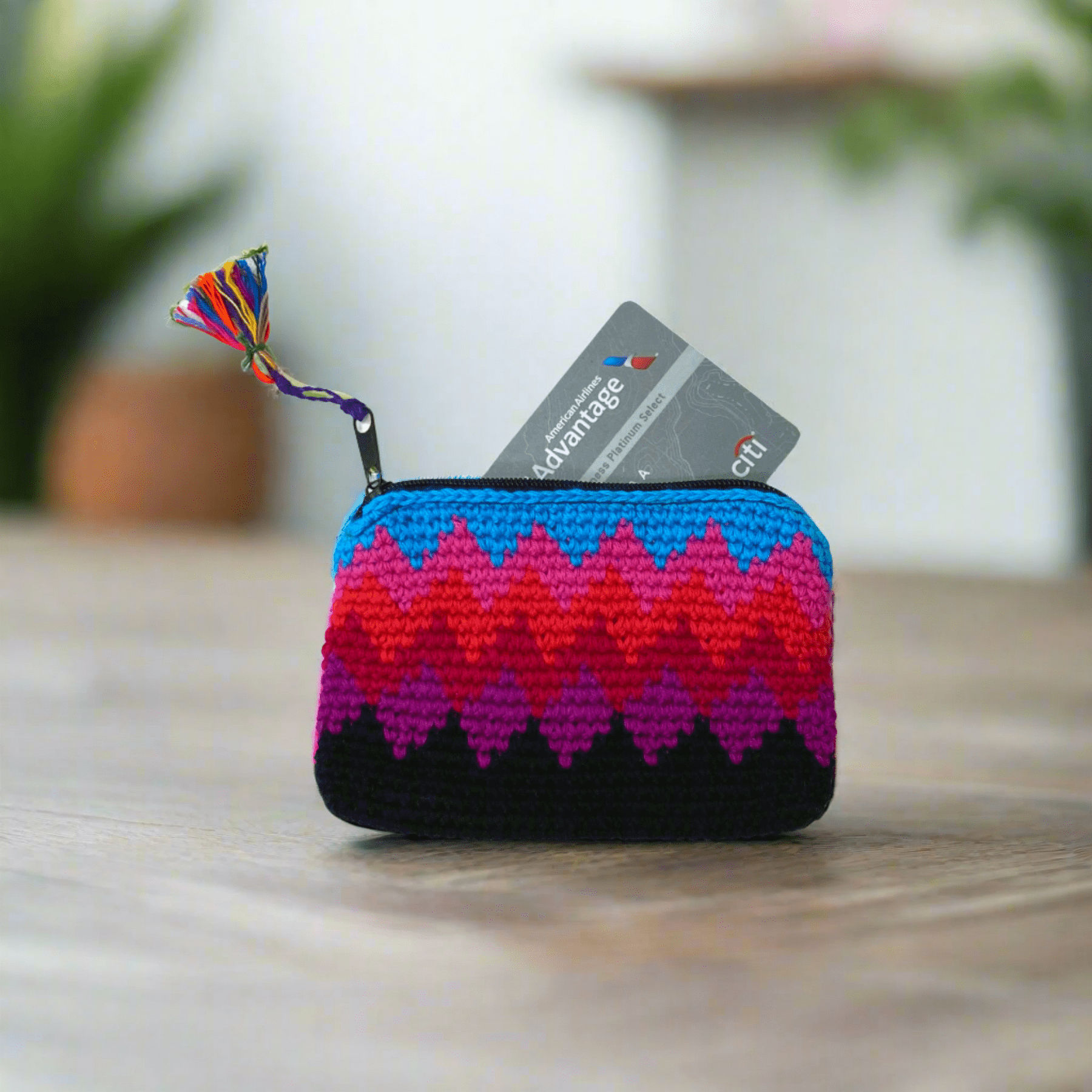 Crochet Multicolor Coin Purse with Tassel - Guatemala Coin Purses La Vie Bien Crochet Multicolor Coin Purse with Tassel - Guatemala