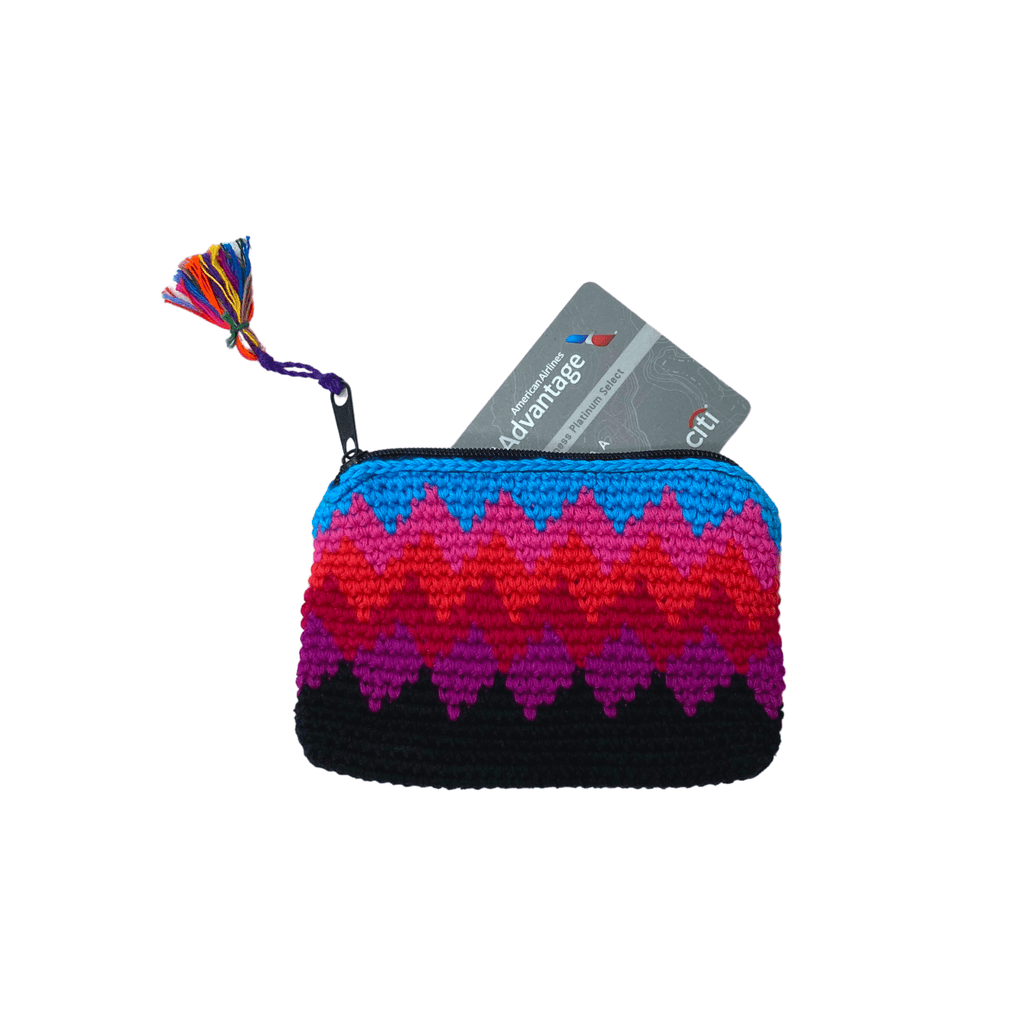 Crochet Multicolor Coin Purse with Tassel - Guatemala Coin Purses La Vie Bien Crochet Multicolor Coin Purse with Tassel - Guatemala