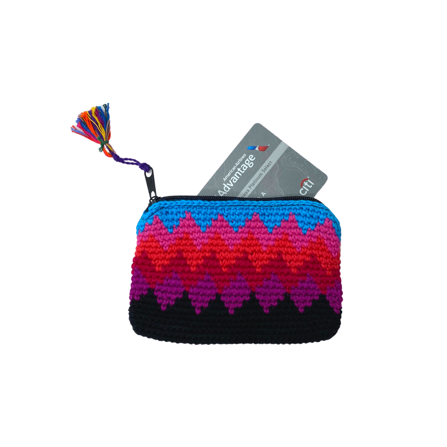 Crochet Multicolor Coin Purse with Tassel - Guatemala Coin Purses La Vie Bien Crochet Multicolor Coin Purse with Tassel - Guatemala