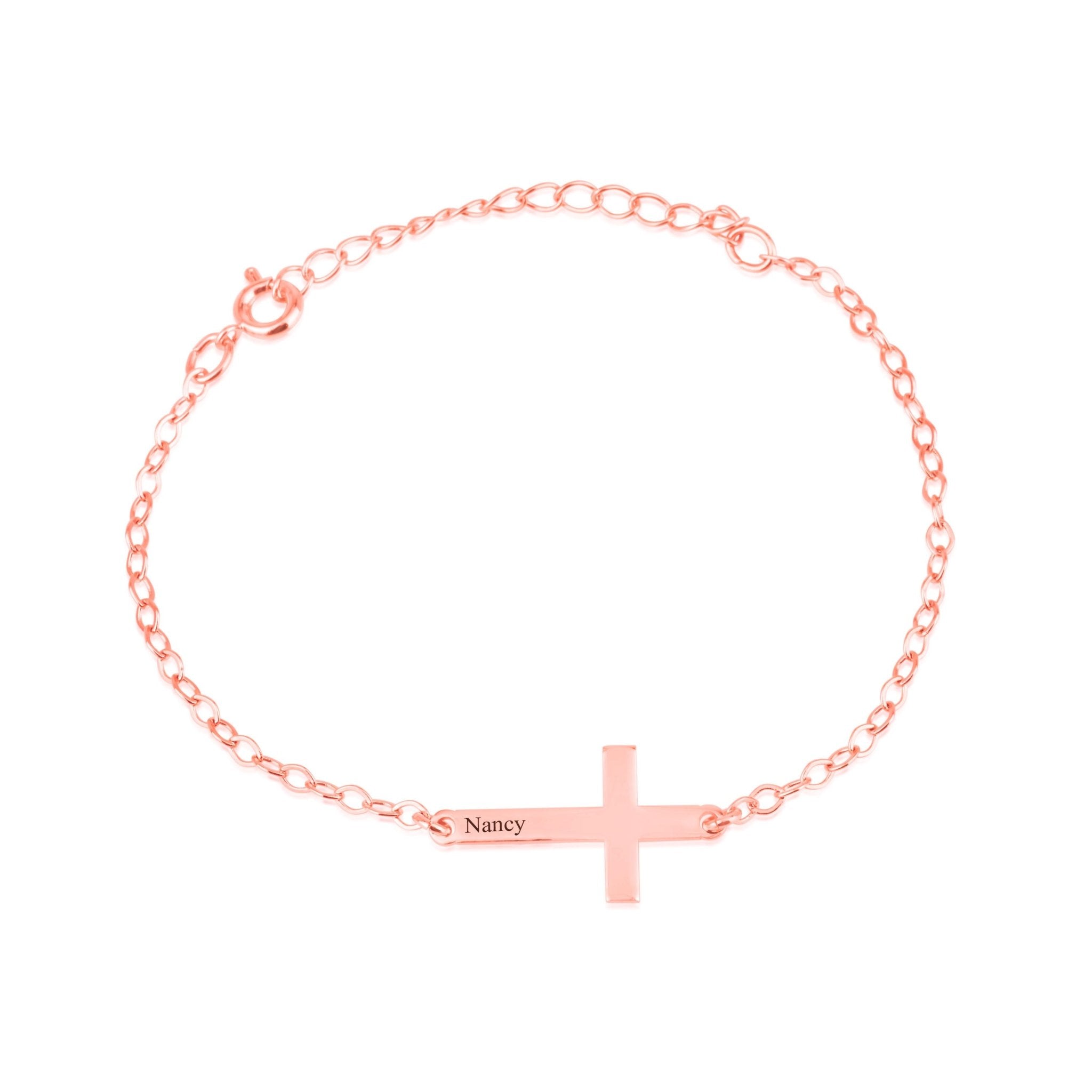 Cross Bracelet With Engraved Name