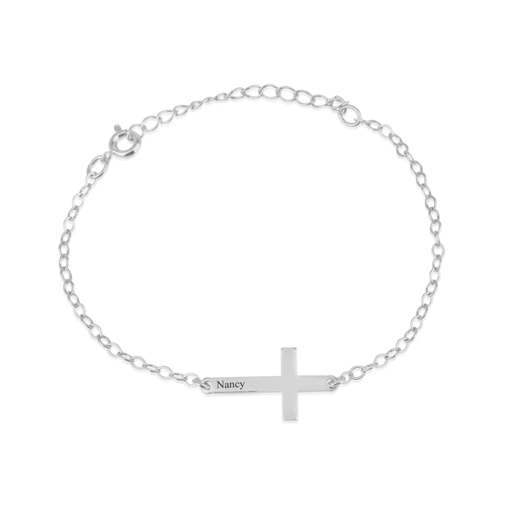 Cross Bracelet With Engraved Name La Vie Bien Cross Bracelet With Engraved Name