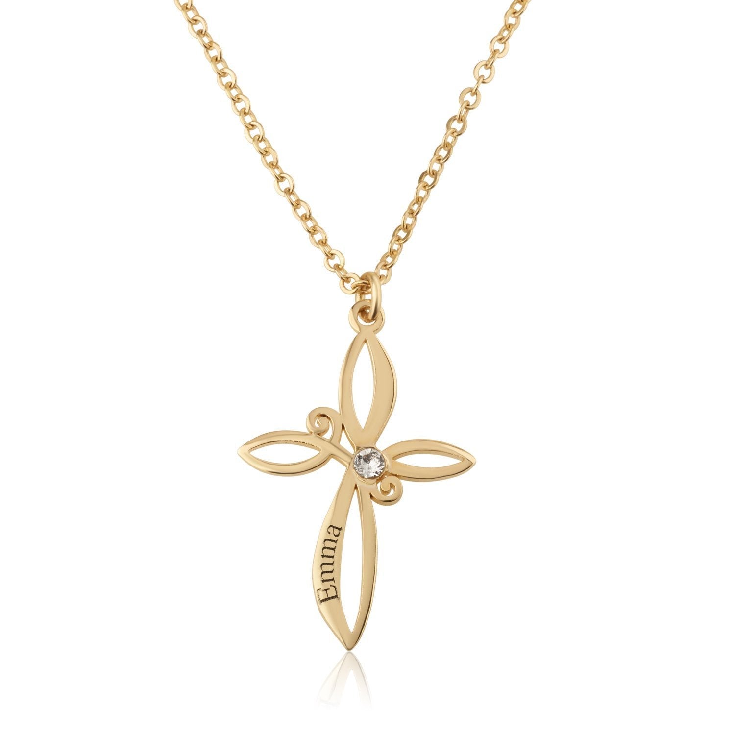 Cross Engraved Name And Birthstone La Vie Bien Cross Engraved Name And Birthstone