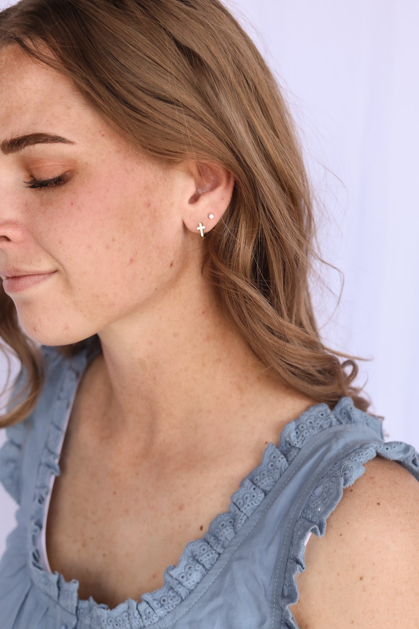 Cross Mini Hoop Earrings La Vie Bien Cross Mini Hoop