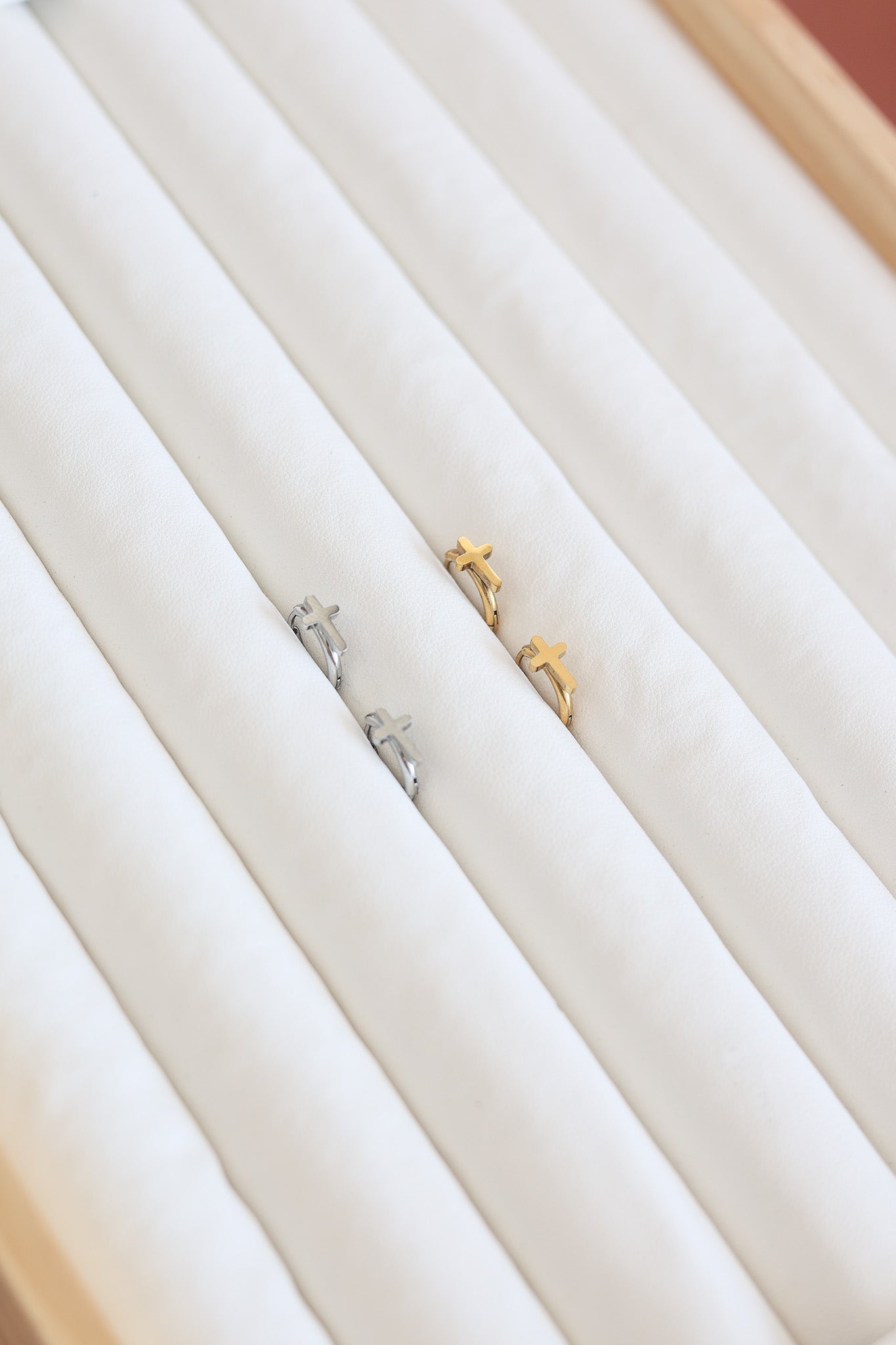 Cross Mini Hoop Earrings La Vie Bien Cross Mini Hoop