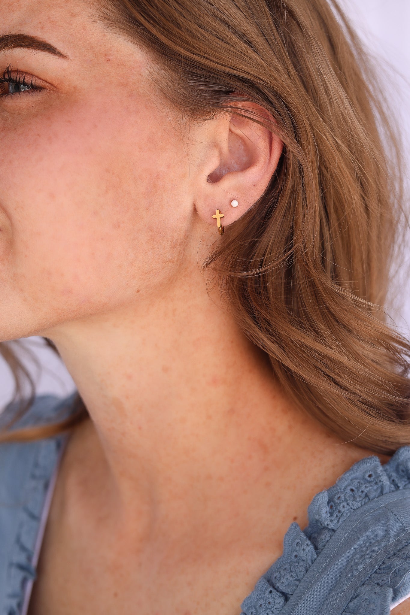 Cross Mini Hoop Earrings La Vie Bien Cross Mini Hoop
