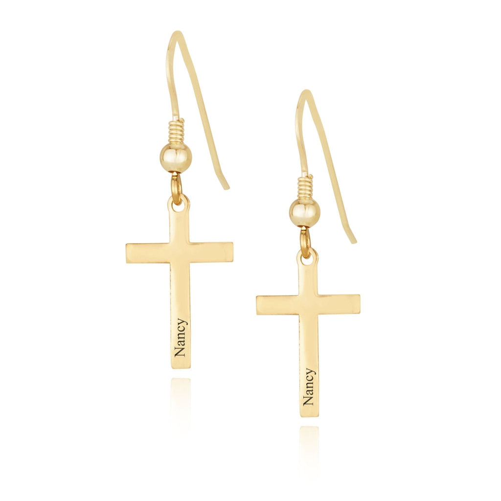 Cross Name Earrings La Vie Bien Cross Name Earrings