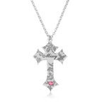 Cross Necklace With Engraved Name And Birthstone La Vie Bien Cross Necklace With Engraved Name And Birthstone