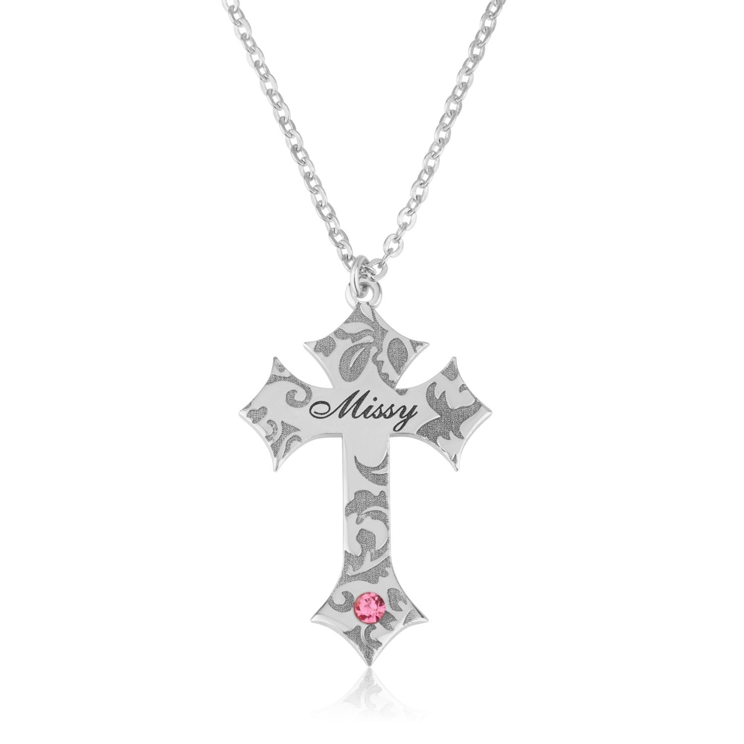 Cross Necklace With Engraved Name And Birthstone La Vie Bien Cross Necklace With Engraved Name And Birthstone