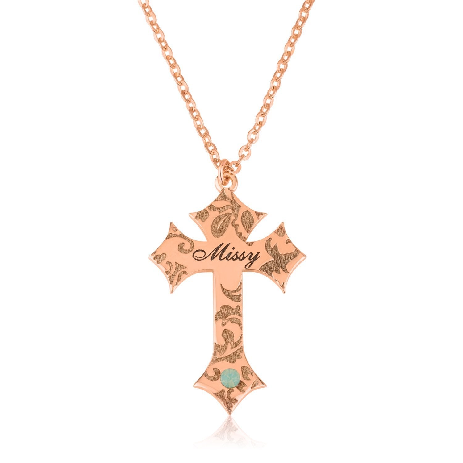 Cross Necklace With Engraved Name And Birthstone La Vie Bien Cross Necklace With Engraved Name And Birthstone