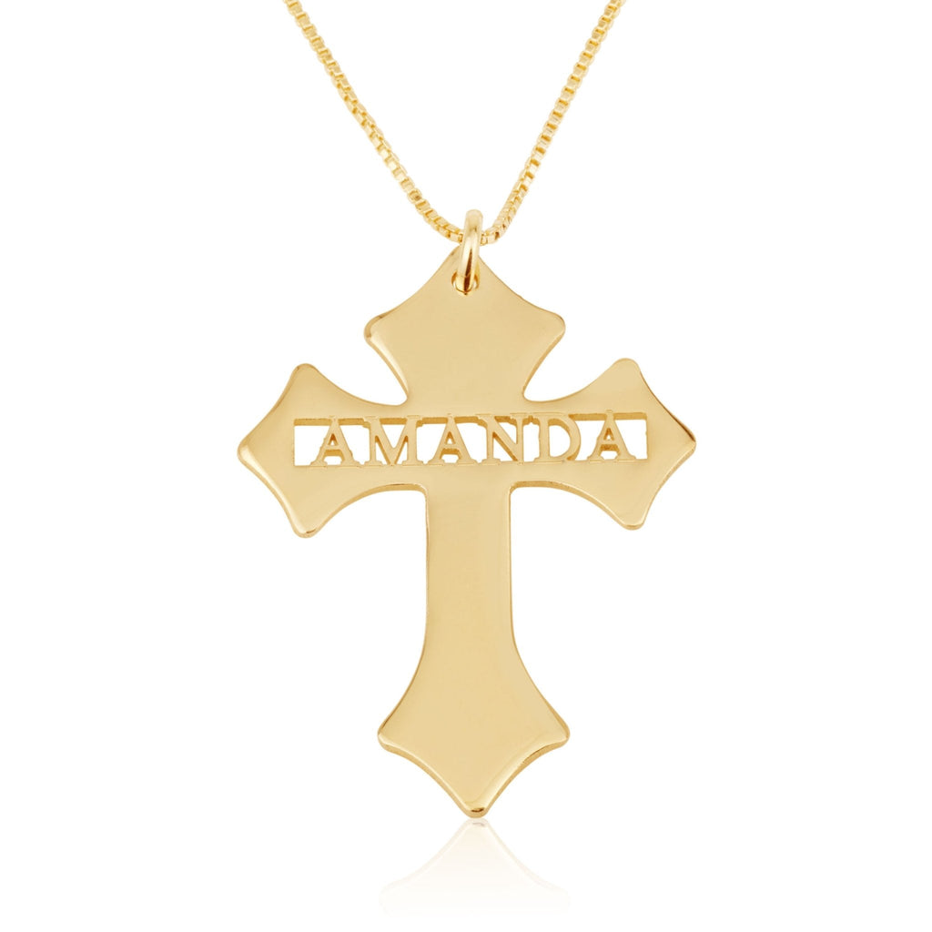 Cross Necklace With Name La Vie Bien Cross Necklace With Name