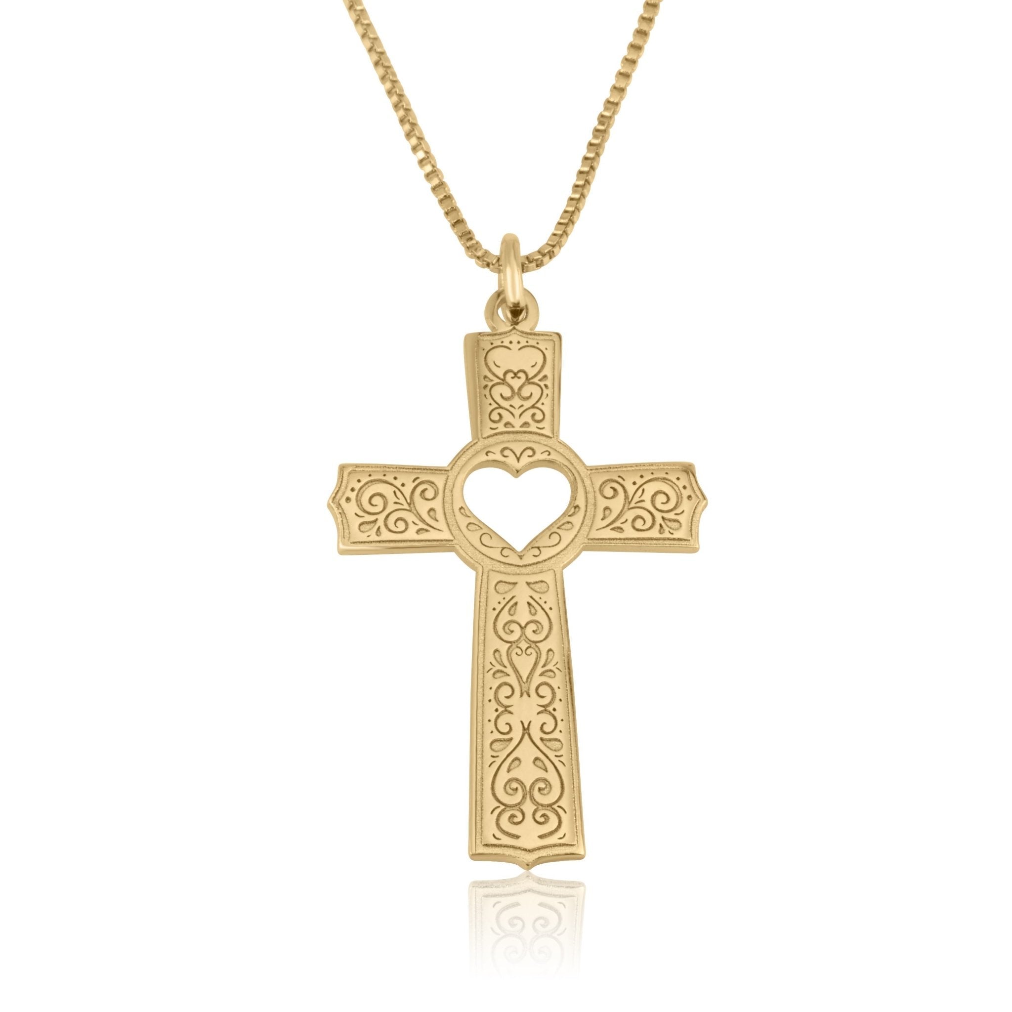 Cross With Heart Cutout Necklace La Vie Bien Cross With Heart Cutout Necklace