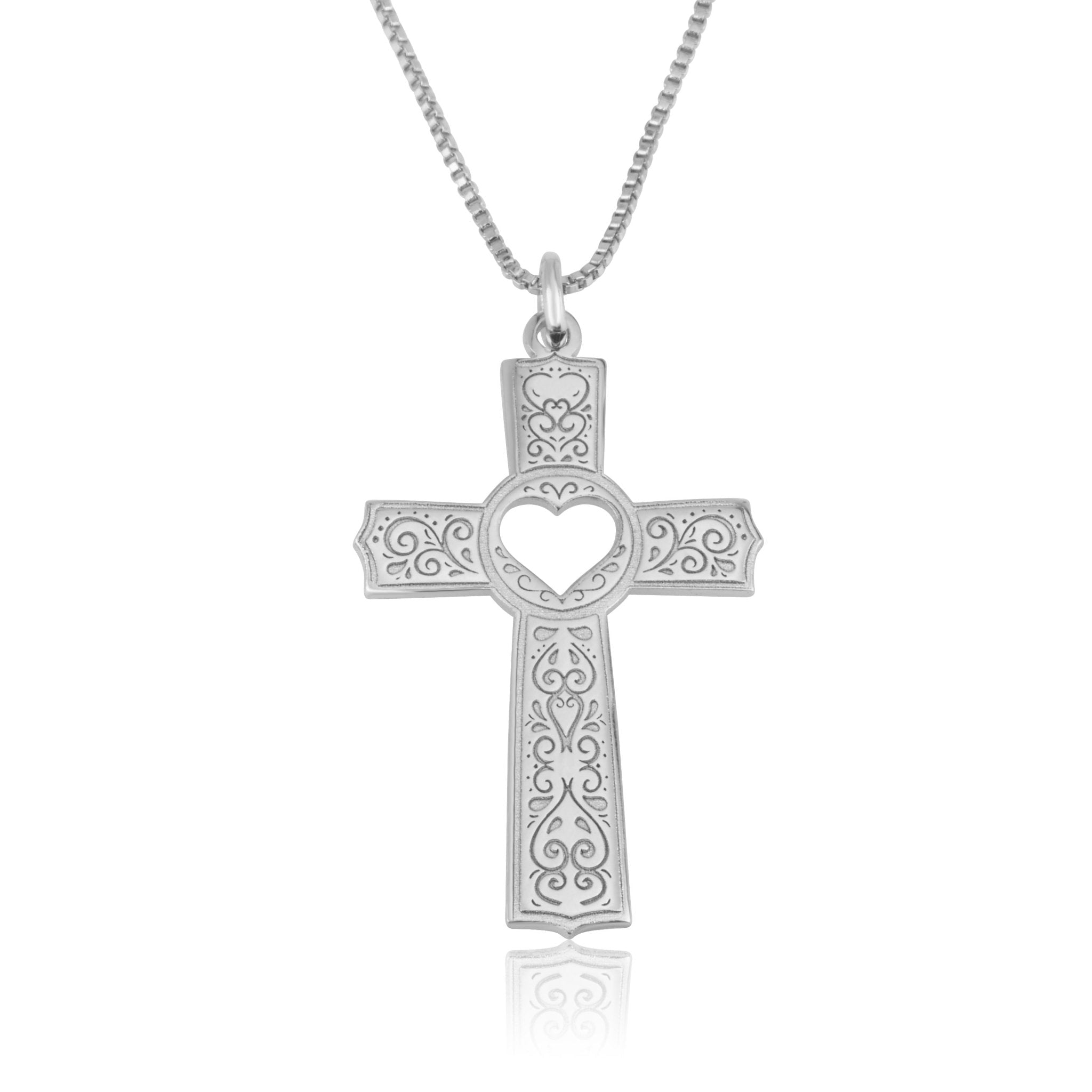 Cross With Heart Cutout Necklace La Vie Bien Cross With Heart Cutout Necklace