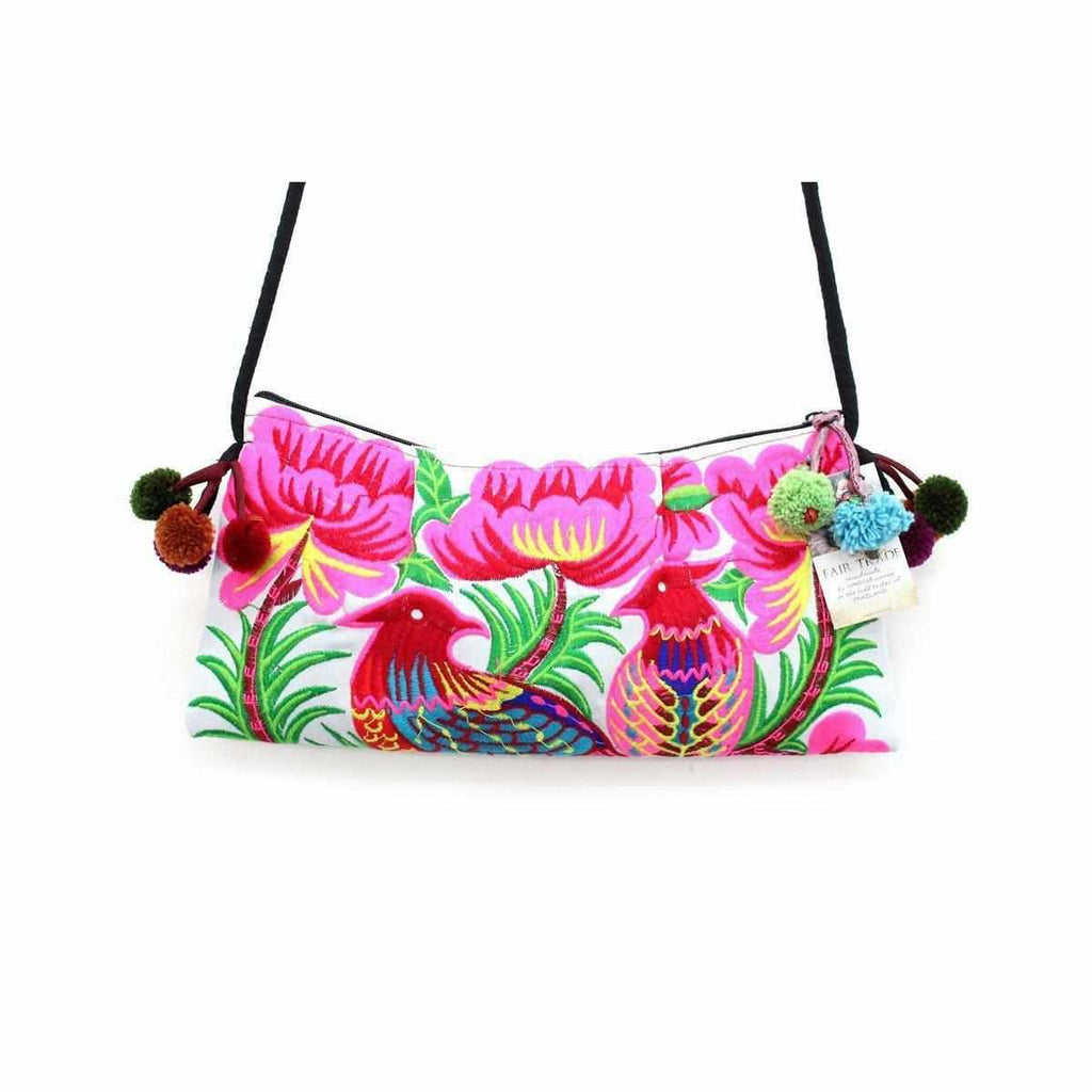 Crossbody Embroidered Hmong Floral Geometric Bag - Thailand Bags La Vie Bien Crossbody Embroidered Hmong Floral Geometric Bag - Thailand