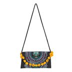 Crossbody Tribal Embroidered Pompom Artisan Made Bag - Thailand Bags La Vie Bien Crossbody Tribal Embroidered Pompom Artisan Made Bag - Thailand