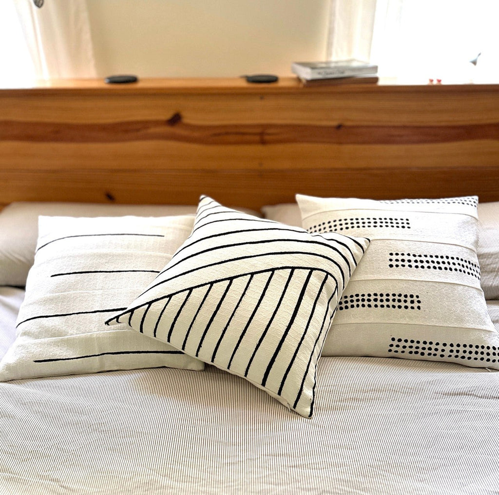 Crossing Lines White Sadza Pillow La Vie Bien Crossing Lines White Sadza Pillow