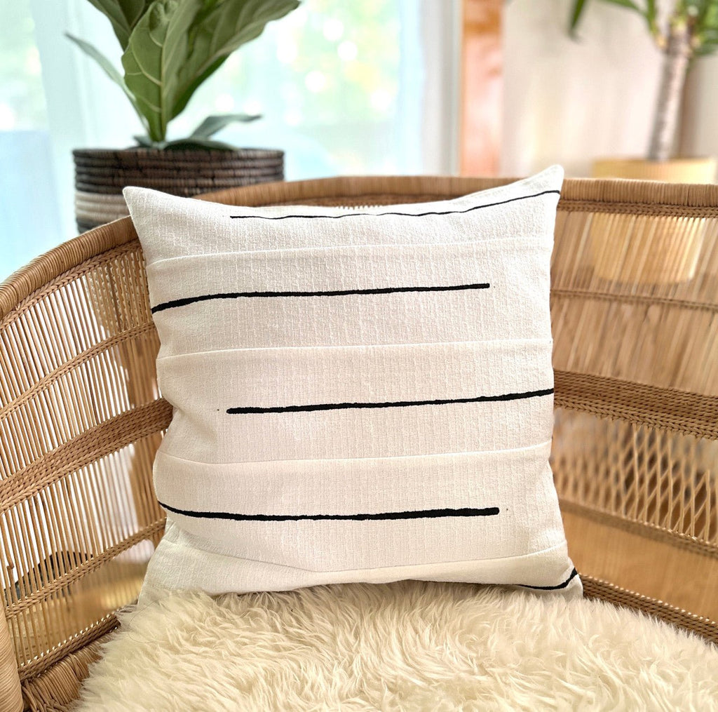 Crossing Lines White Sadza Pillow La Vie Bien Crossing Lines White Sadza Pillow