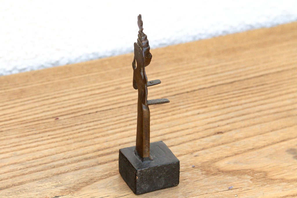 Crowned Tribal Miniature Bronze Female Figure Figurine La Vie Bien Crowned Tribal Miniature Bronze Female Figure