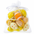 Set of 12 Miniature Pastel Yellow Polka Dot, Flowers, Stripes Plastic Easter Egg Ornaments 1.5 Inches