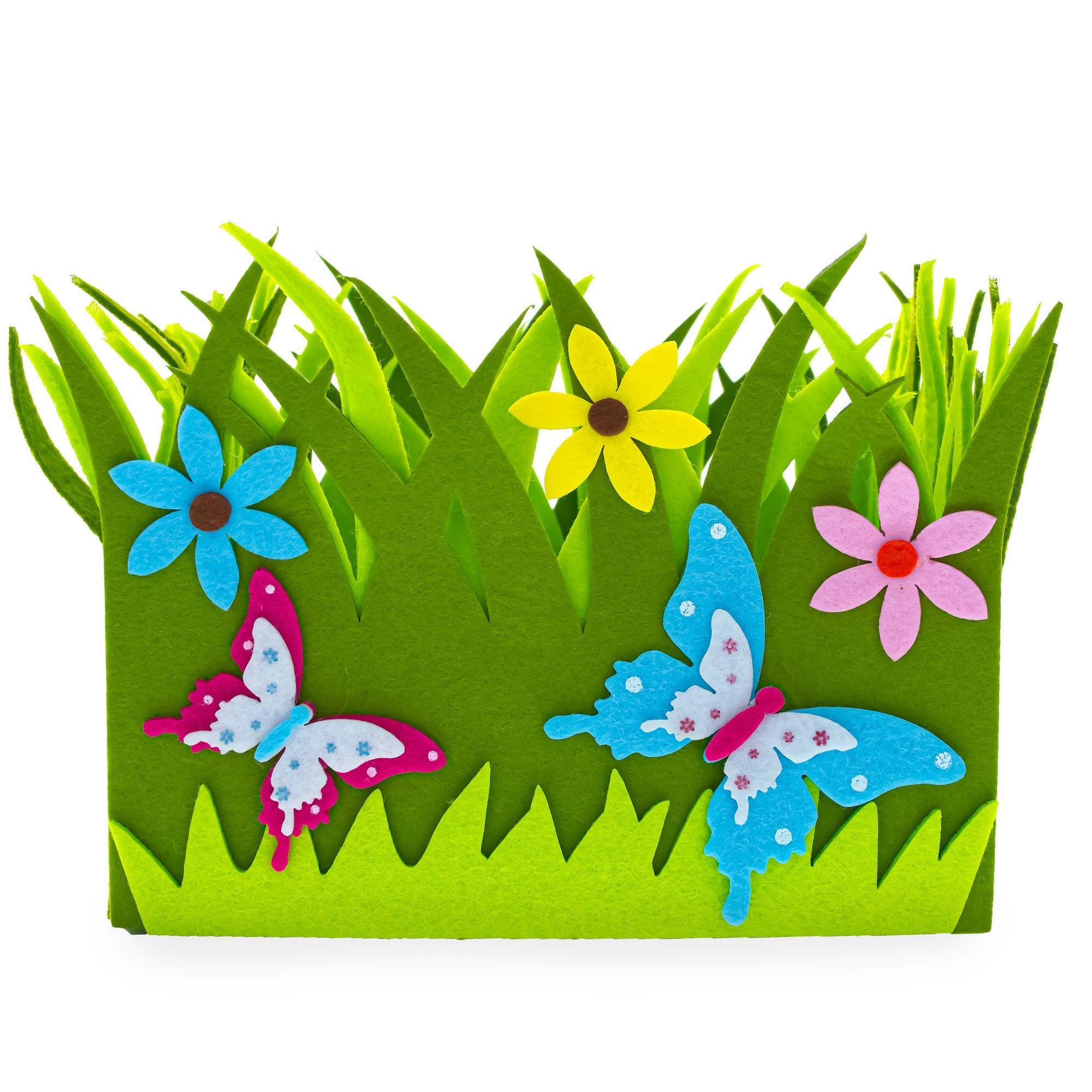 Set of 2 Colorful Felt Butterfly and Flower Spring Centerpieces for Tables and Shelves 6 Inches Tall