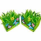 Set of 2 Colorful Felt Butterfly and Flower Spring Centerpieces for Tables and Shelves 6 Inches Tall