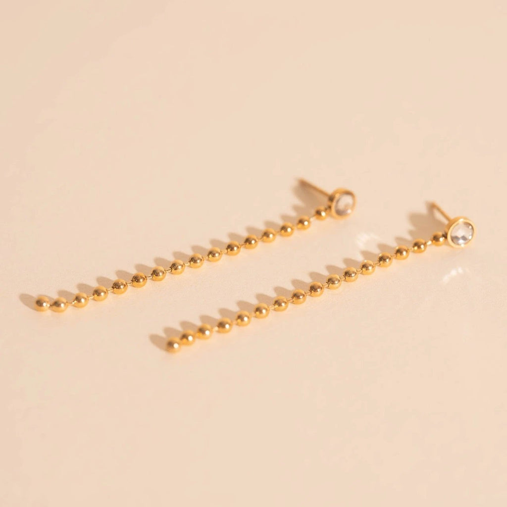 Crystal Bead Chain Stud Earrings by Oh Clementine