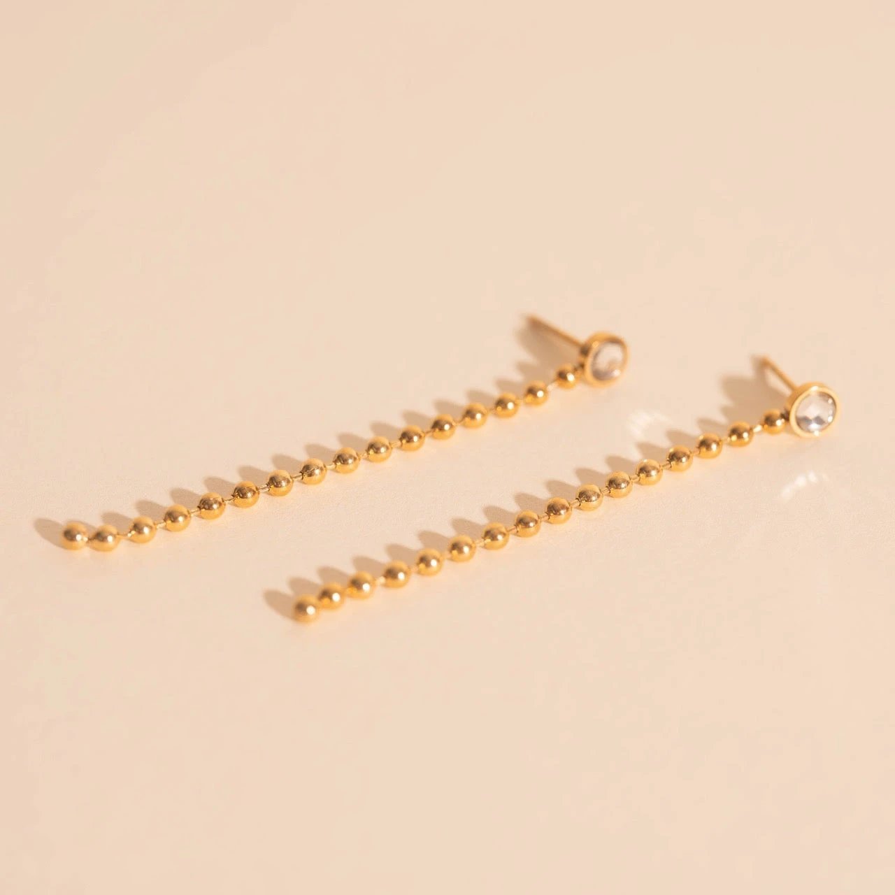 Crystal Bead Chain Stud Earrings by Oh Clementine
