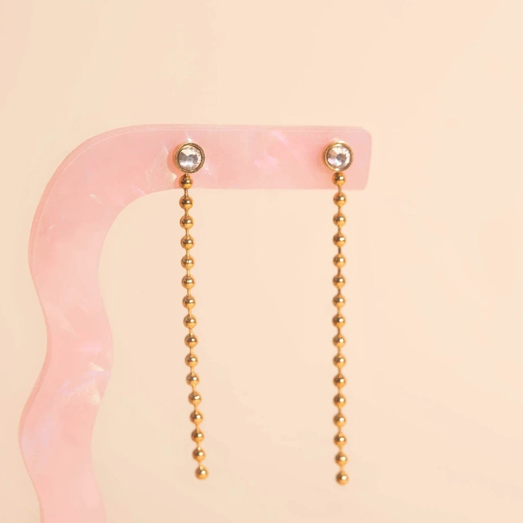 Crystal Bead Chain Stud Earrings by Oh Clementine