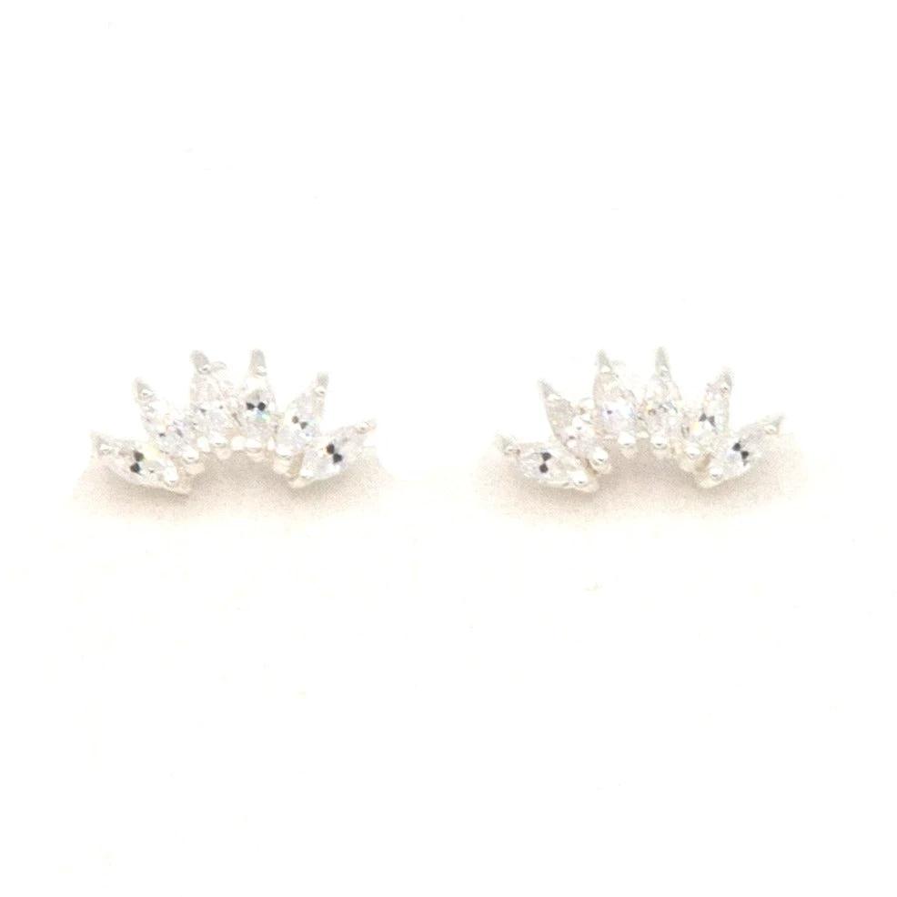 Crystal Curve Sterling Silver Stud Earrings by Fair Anita