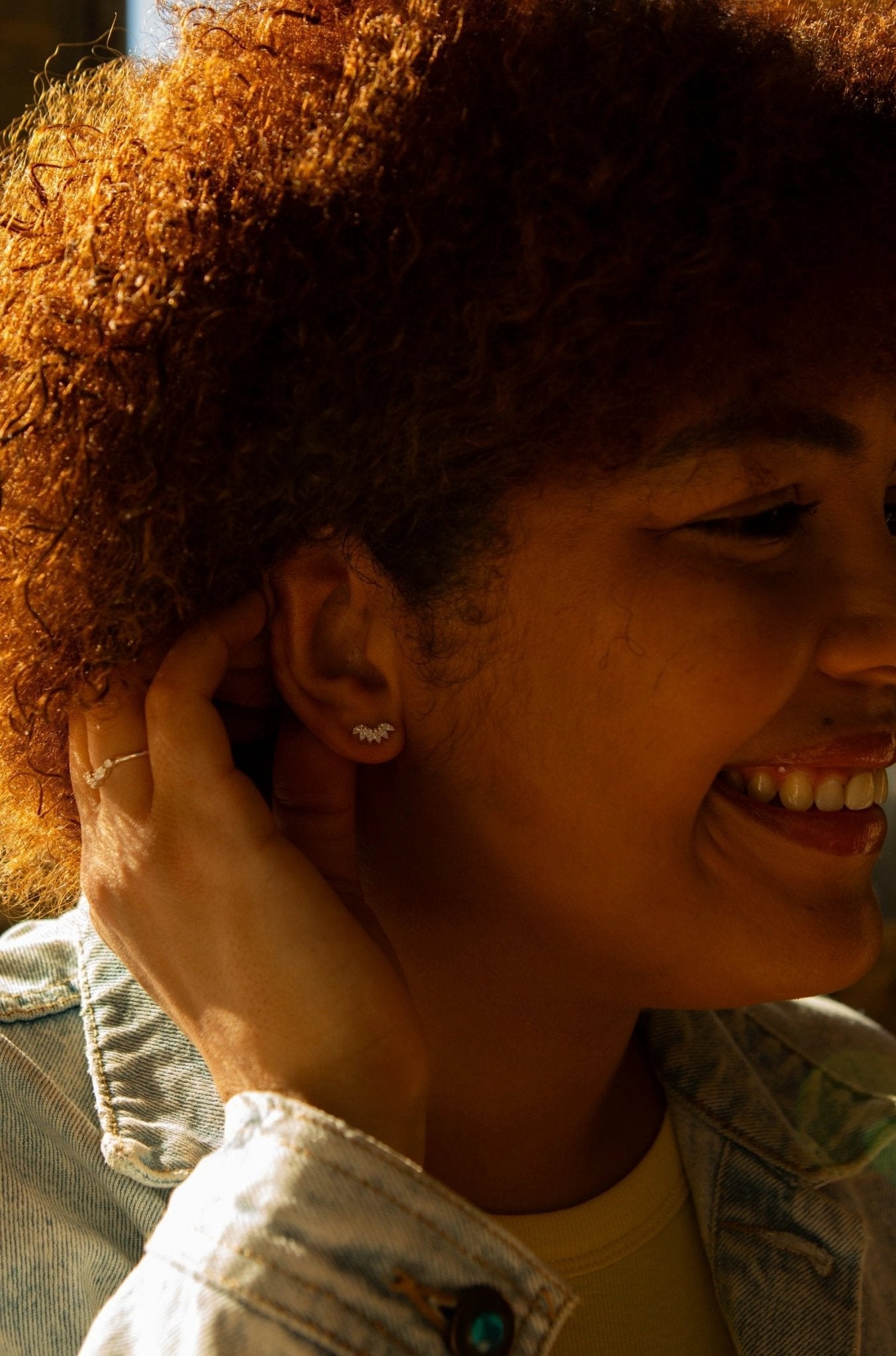 Crystal Curve Sterling Silver Stud Earrings by Fair Anita