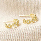 Crystal Daisy Hoop Earrings in Gold | Designed in the UK | 14K Gold Plated Brass by The Bullish Store