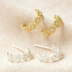 Crystal Daisy Hoop Earrings in Gold | Designed in the UK | 14K Gold Plated Brass by The Bullish Store