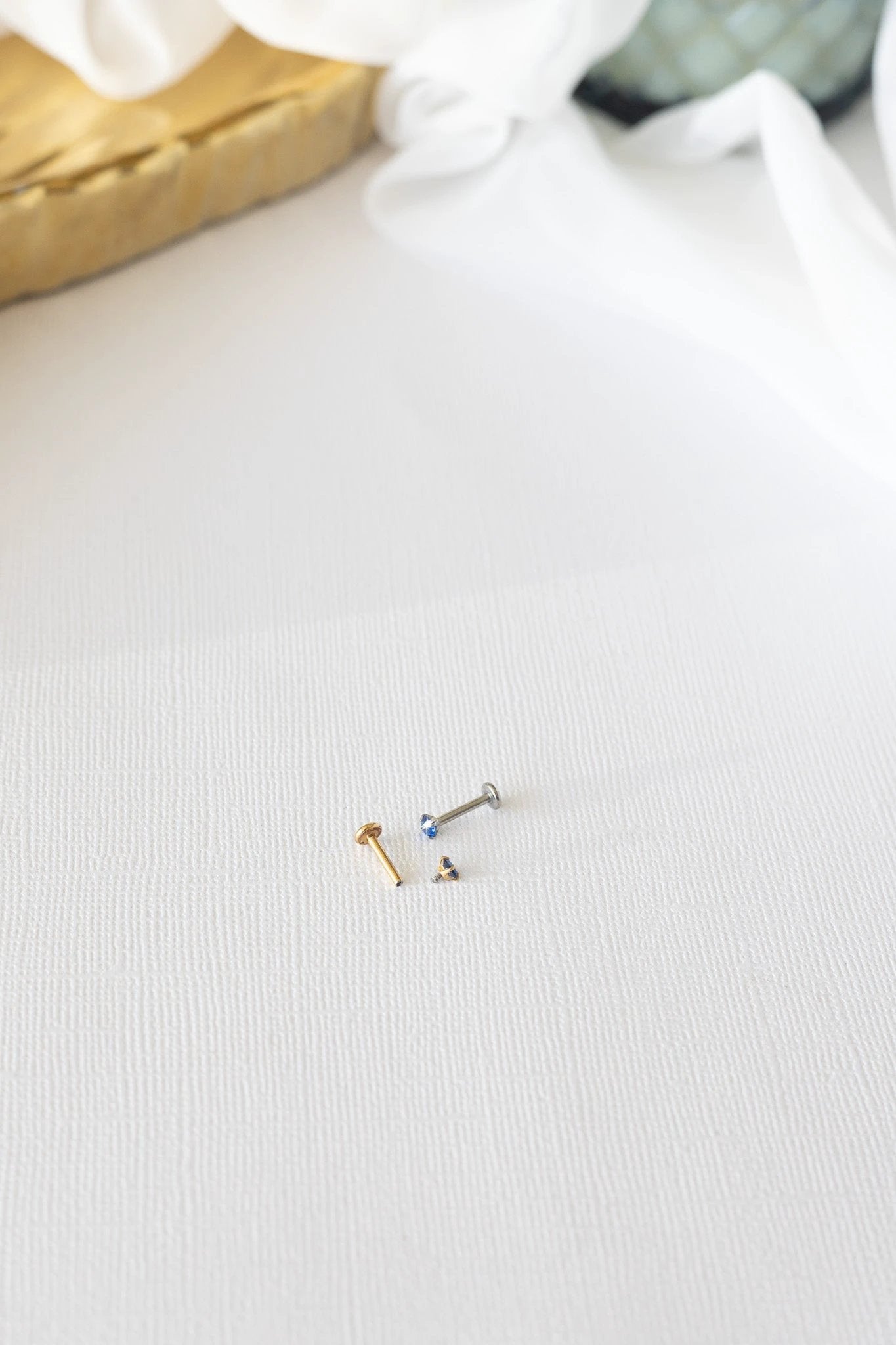 Crystal Flat Back Stud in Blue by Rose & Clay