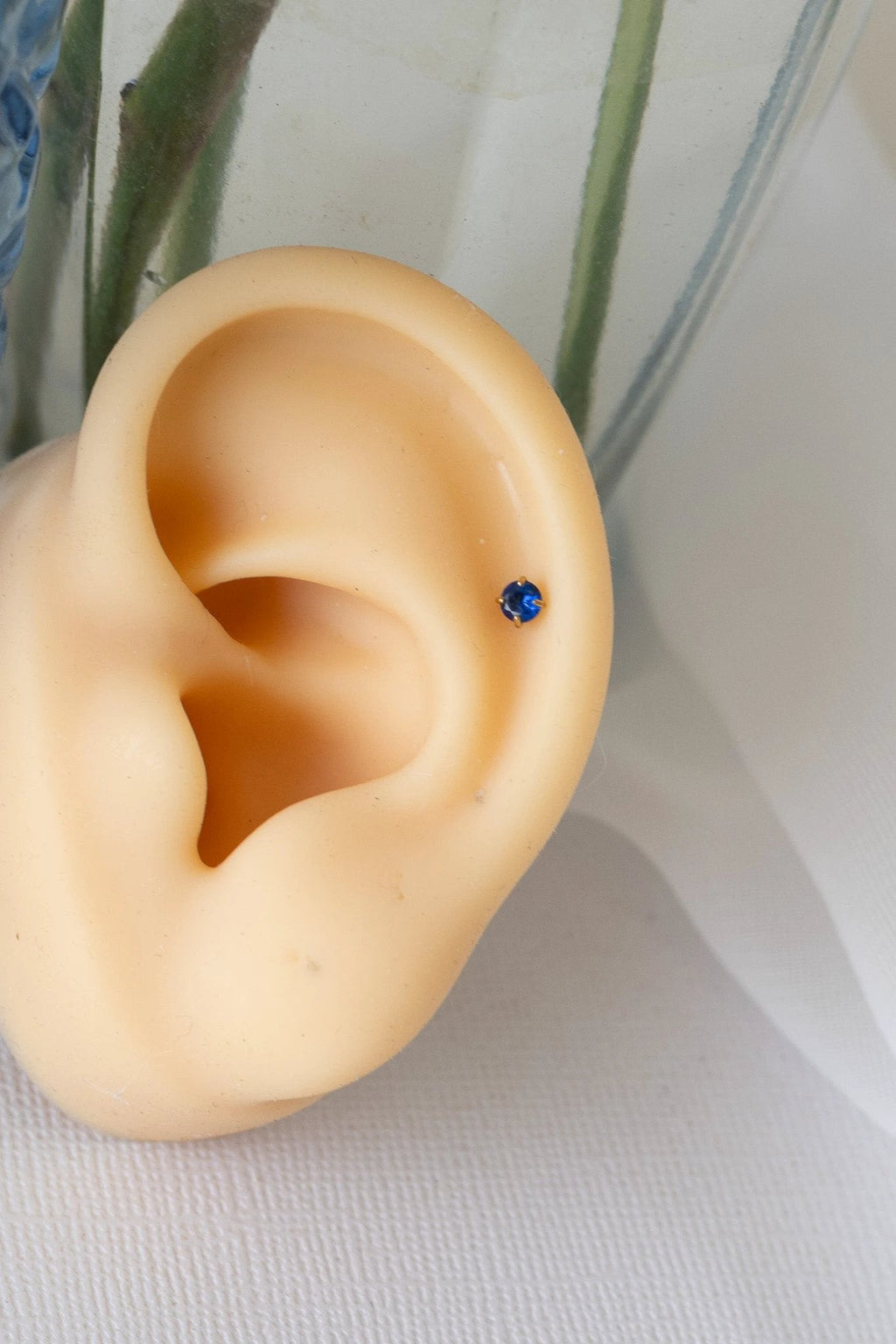 Crystal Flat Back Stud in Blue by Rose & Clay