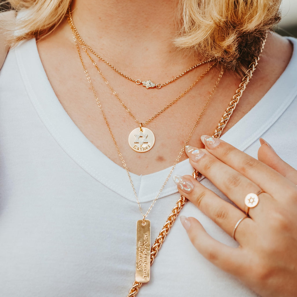 Crystal Magen David Personalized Name Necklace
