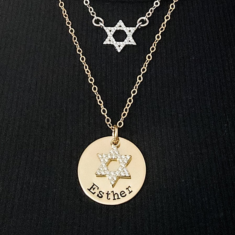 Crystal Magen David Personalized Name Necklace