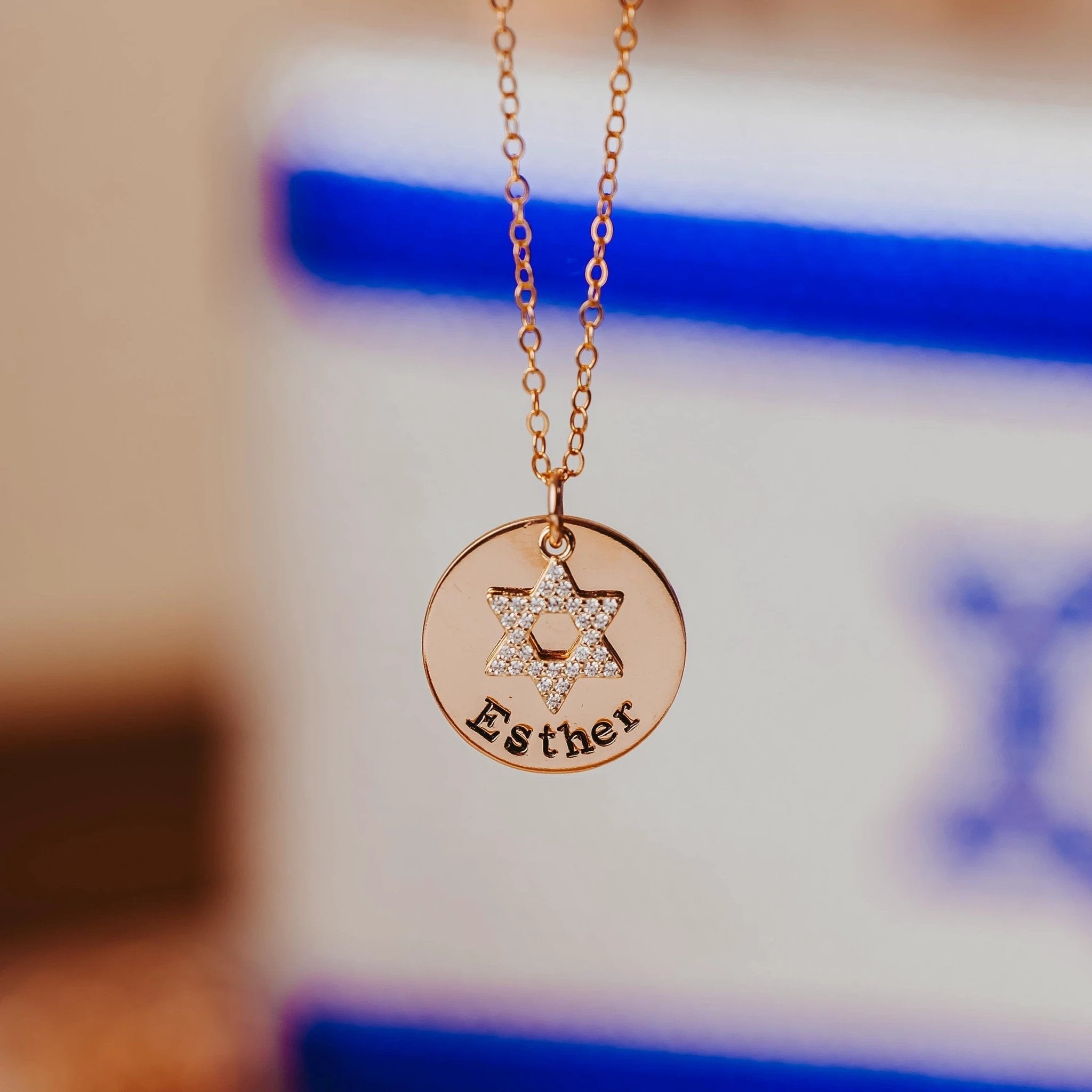 Crystal Magen David Personalized Name Necklace by Salt Sparkle Shalom