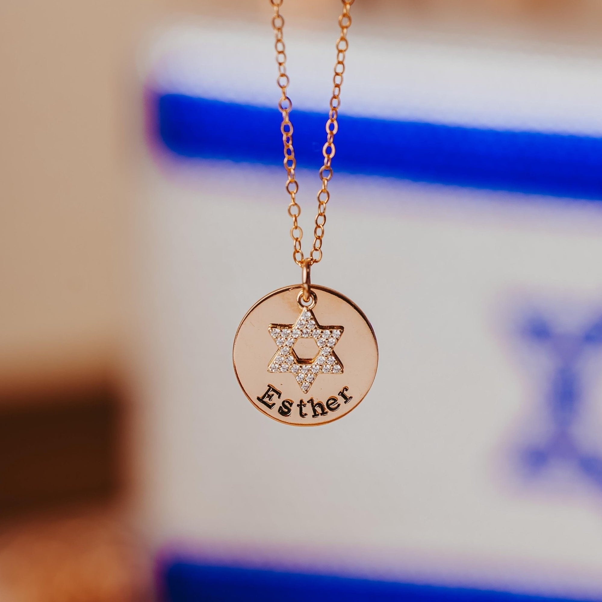 Crystal Magen David Personalized Name Necklace