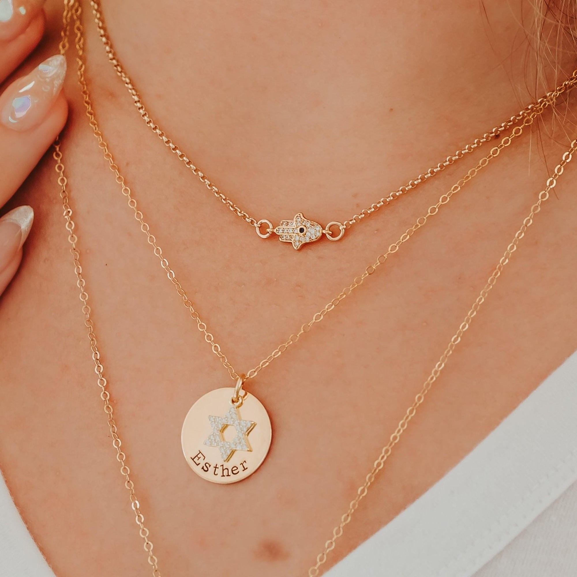 Crystal Magen David Personalized Name Necklace