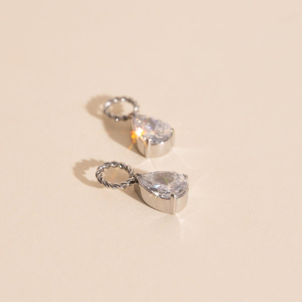 Crystal Pear Huggie Hoop Charms La Vie Bien Crystal Pear Huggie Hoop Charms