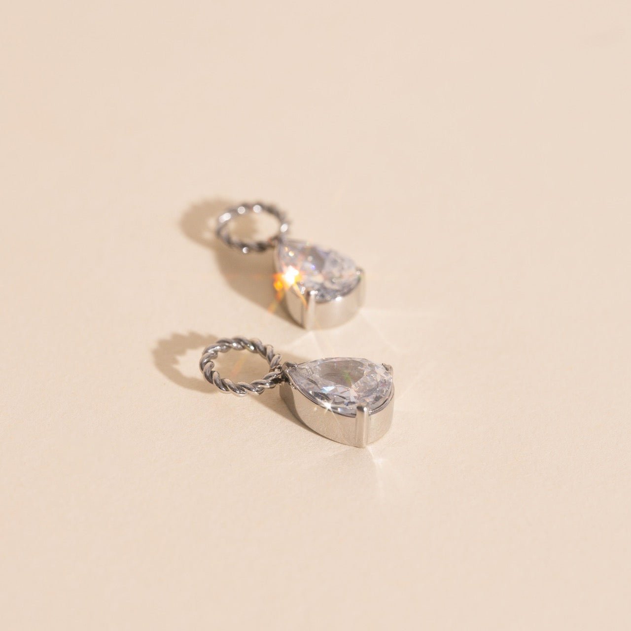 Crystal Pear Huggie Hoop Charms La Vie Bien Crystal Pear Huggie Hoop Charms