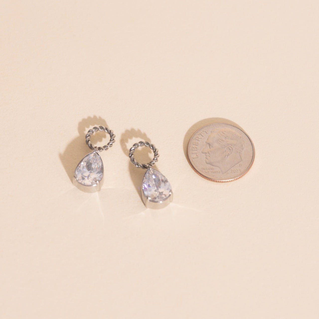 Crystal Pear Huggie Hoop Charms La Vie Bien Crystal Pear Huggie Hoop Charms
