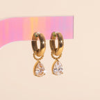 Crystal Pear Huggie Hoop Charms La Vie Bien Crystal Pear Huggie Hoop Charms
