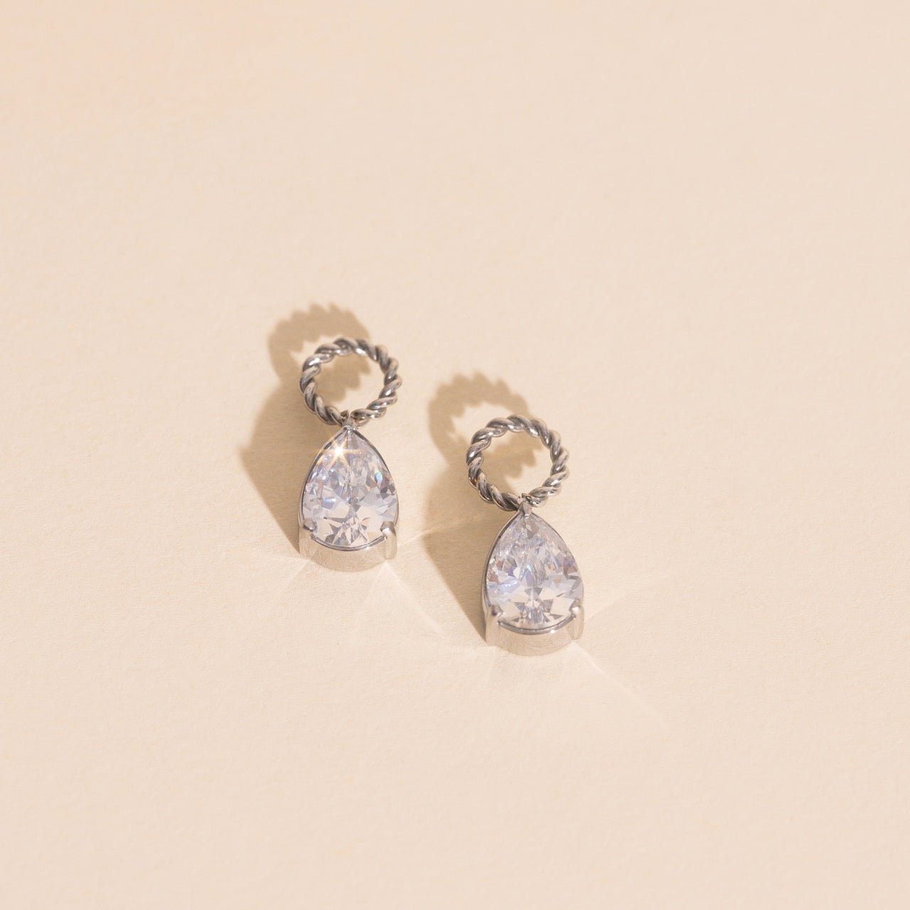 Crystal Pear Huggie Hoop Charms La Vie Bien Crystal Pear Huggie Hoop Charms