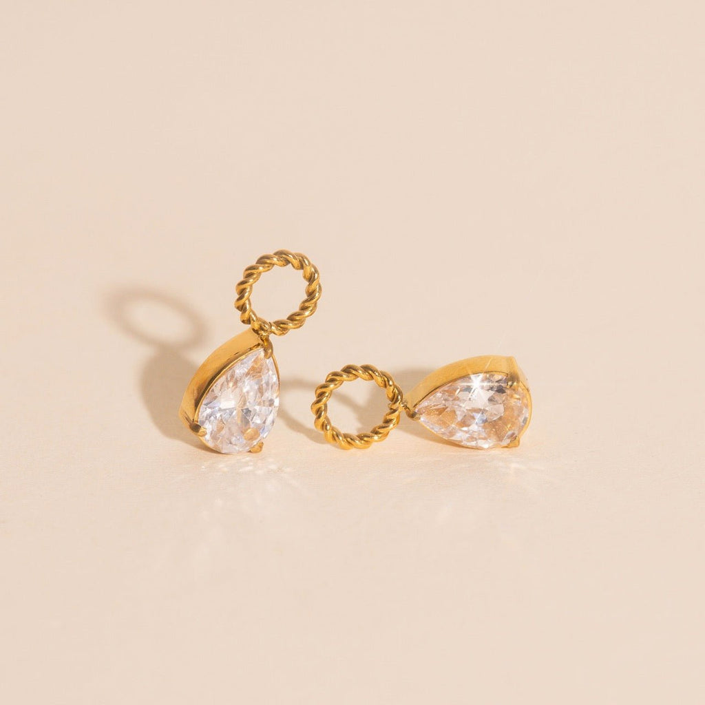 Crystal Pear Huggie Hoop Charms La Vie Bien Crystal Pear Huggie Hoop Charms