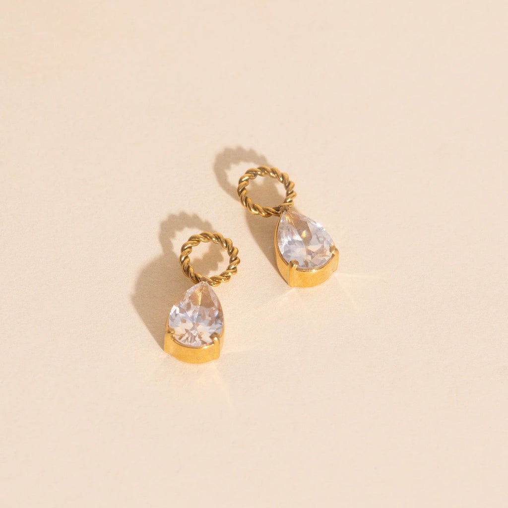 Crystal Pear Huggie Hoop Charms by Oh Clementine