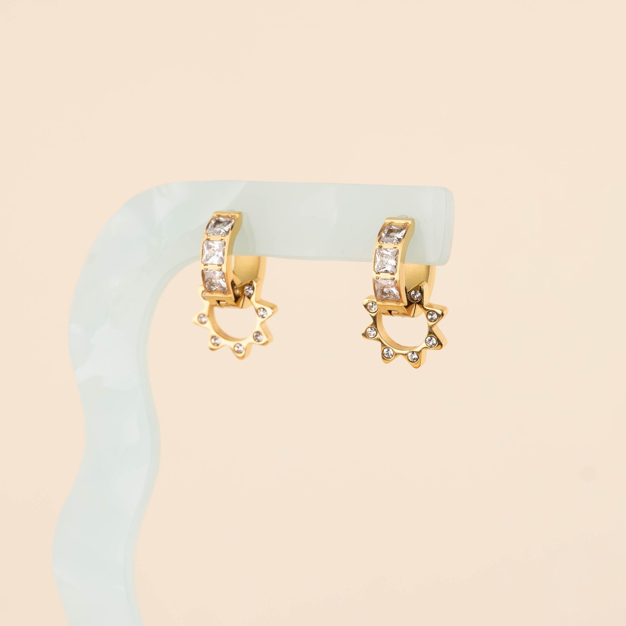Crystal Sun Chunky Huggie Hoop Charms La Vie Bien Crystal Sun Chunky Huggie Hoop Charms