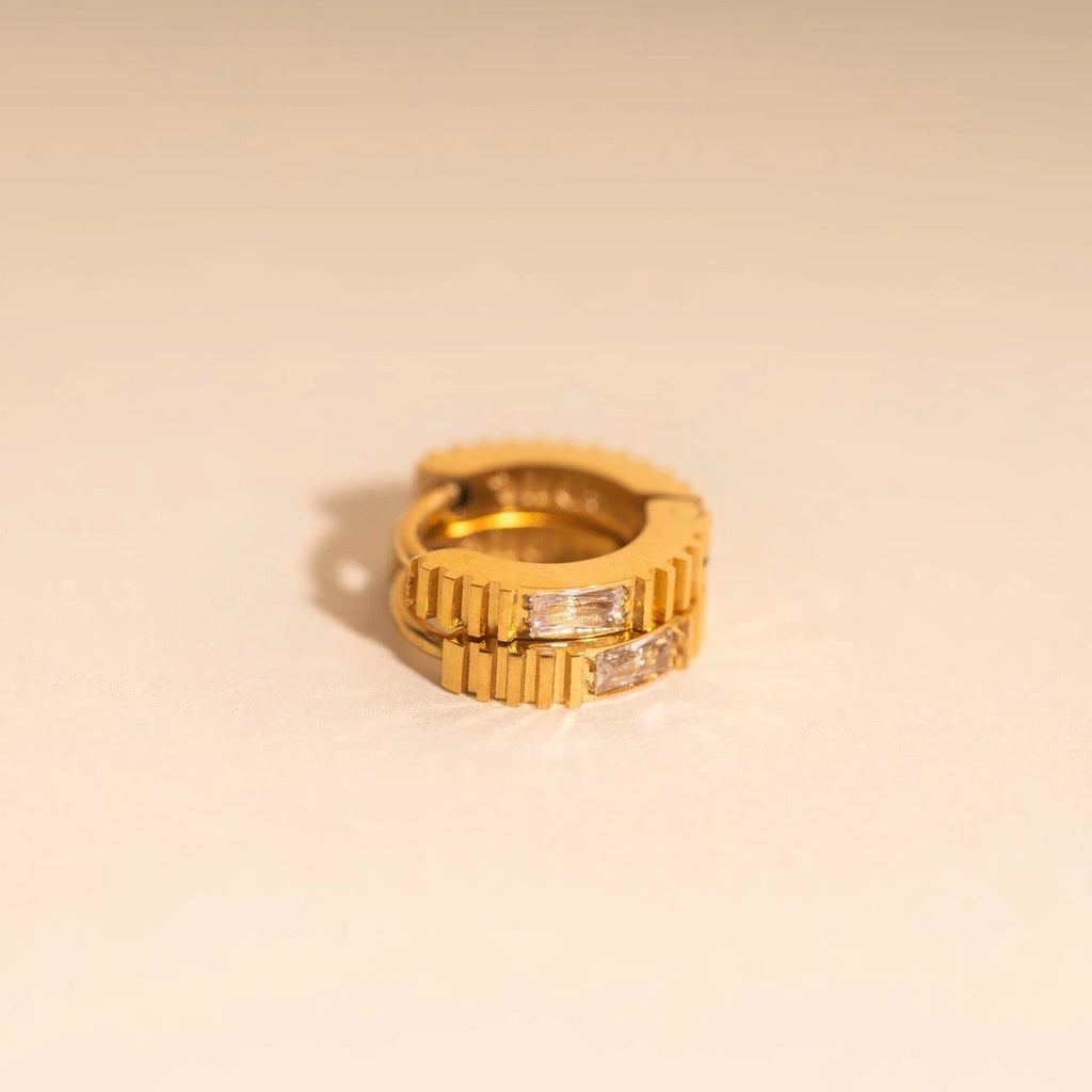 Crystal Textured Tiny Huggie Hoop Earrings by Oh Clementine