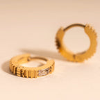 Crystal Textured Tiny Huggie Hoop Earrings by Oh Clementine