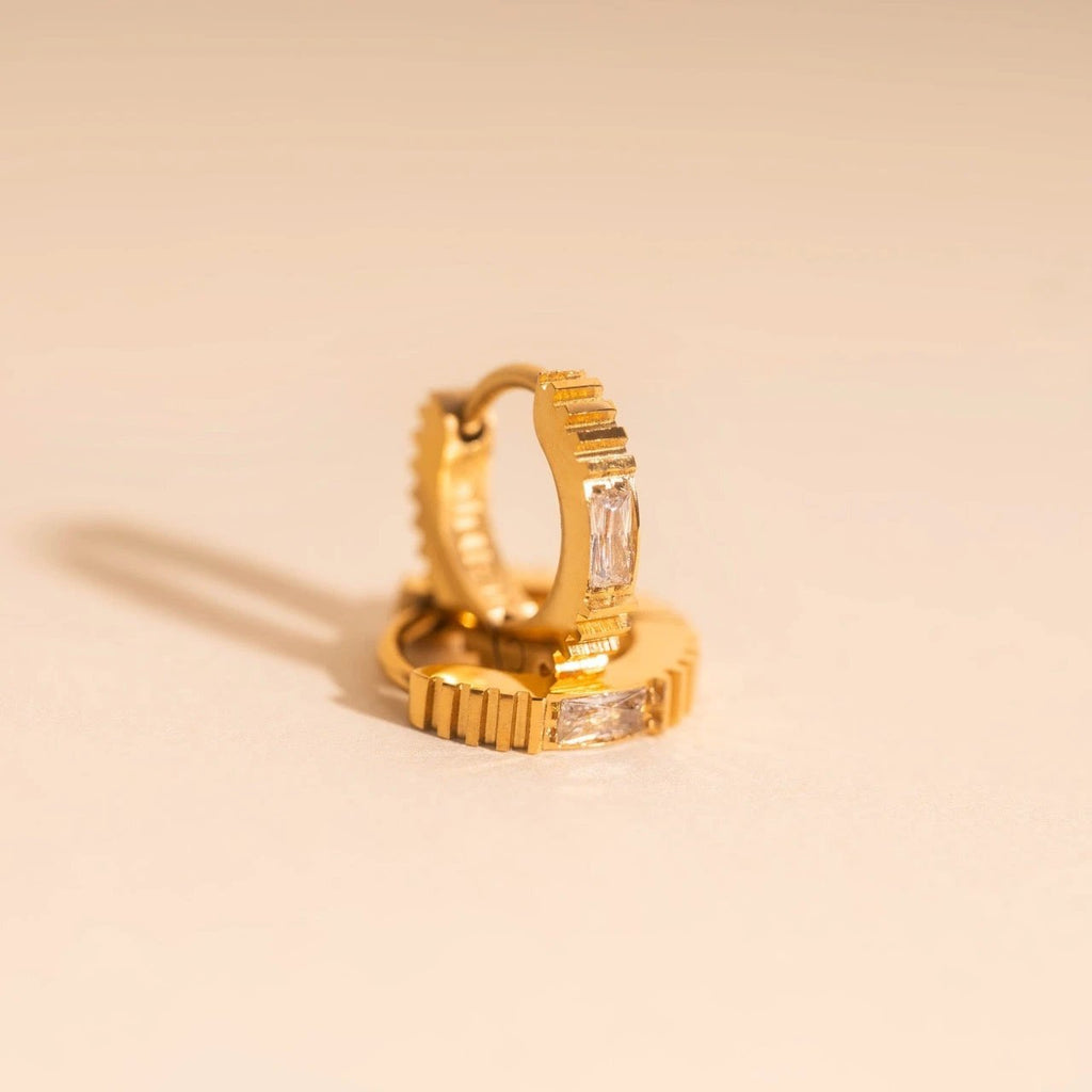 Crystal Textured Tiny Huggie Hoop Earrings by Oh Clementine