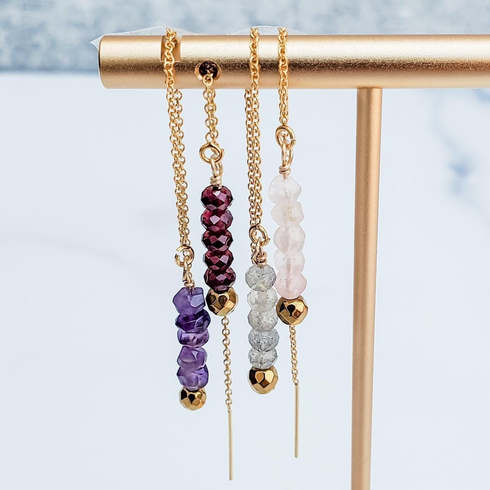 Crystal Threader Earrings Earrings La Vie Bien Crystal Threader Earrings